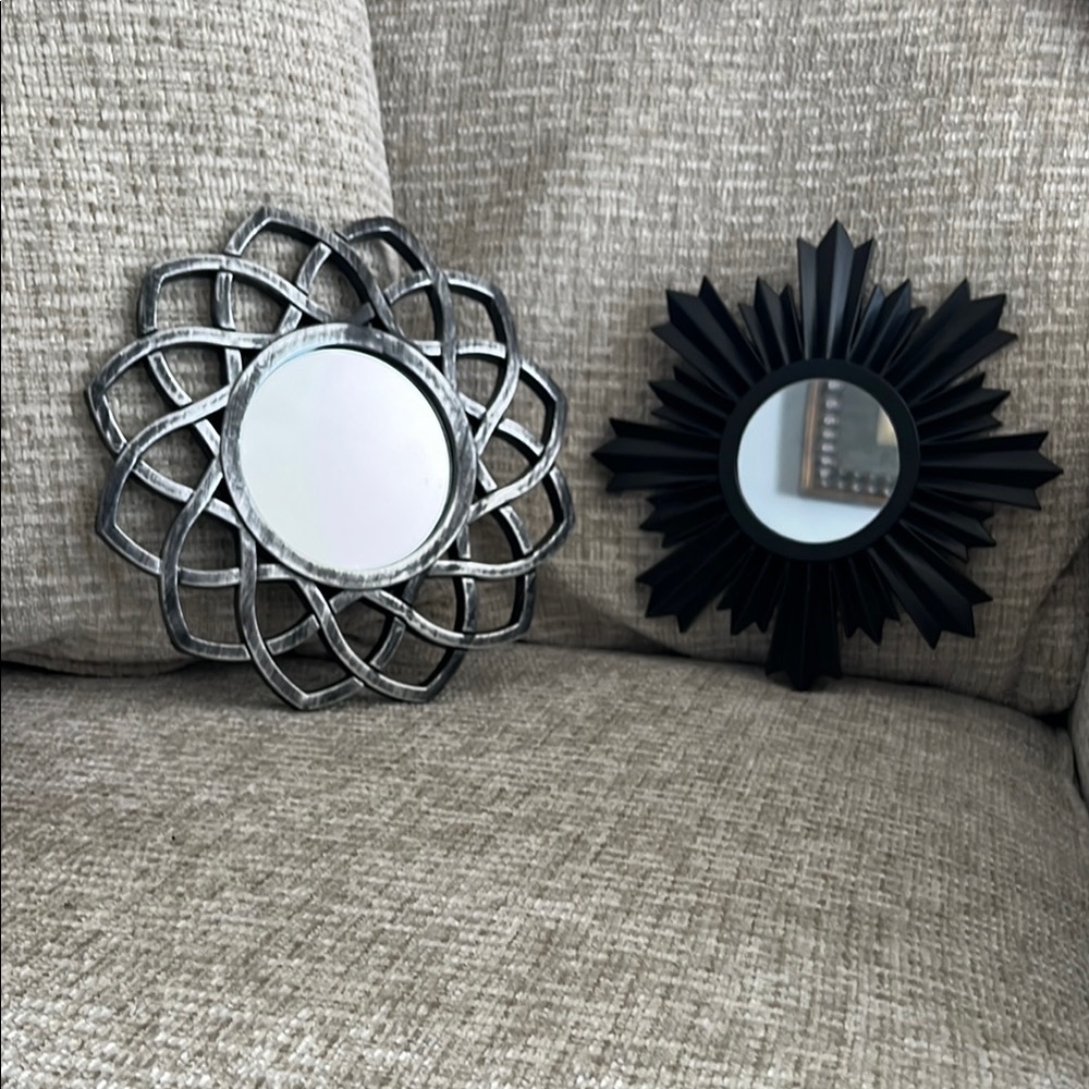 Elegant Black and Silver Wall Mirror Set